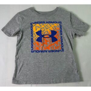 Under Armour Youth Gray Graphic Logo T Shirt Size 4 Kids Activewear Tee 3-4 Year